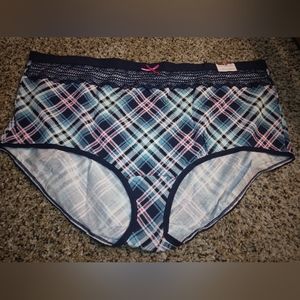 NWT Cacique Blue & Pink Plaid Panties Sz 26/28